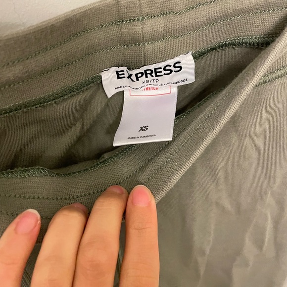 Express Mens Olive Green Joggers - Picture 2 of 3